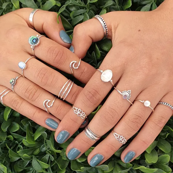 Studio Jewellery Gem Stone Rings | Rings-Big Oval 1 Bead Silver Abalone Ring