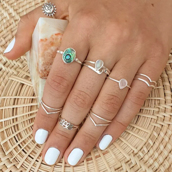 Studio Jewellery Gem Stone Rings | Rings-Big Oval 1 Bead Silver Ring