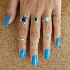 Studio Jewellery Feature & Stacker Rings | Rings-Black Oval Rope Silver Ring