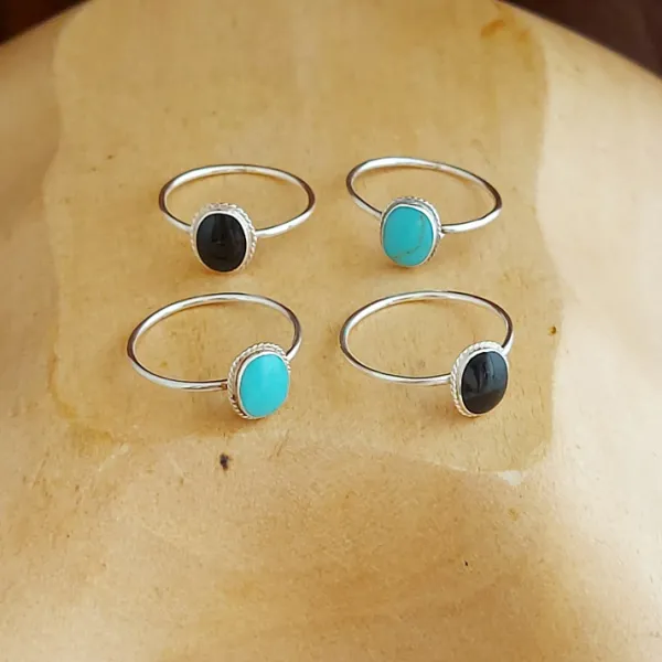 Studio Jewellery Feature & Stacker Rings | Rings-Black Oval Rope Silver Ring