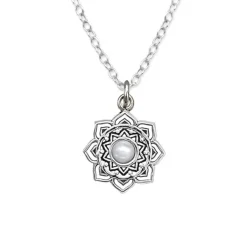 Studio Jewellery Necklaces-Blossom Mandala Shell Silver Necklace