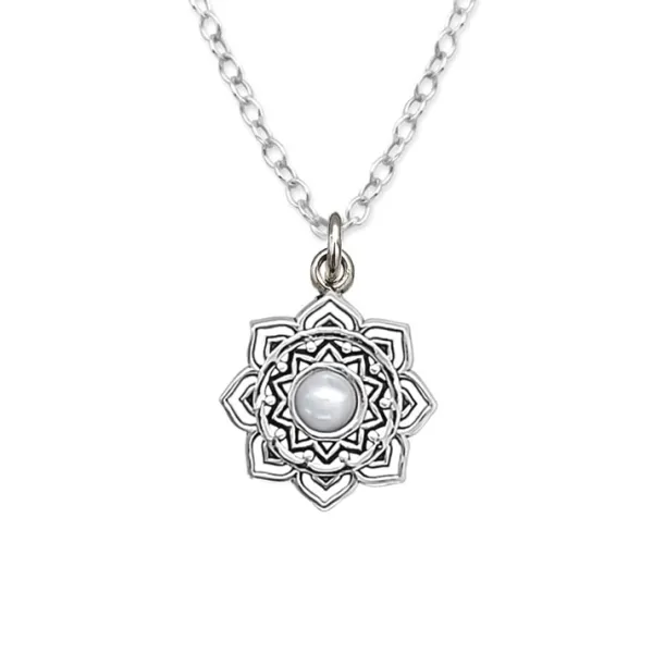 Studio Jewellery Necklaces-Blossom Mandala Shell Silver Necklace