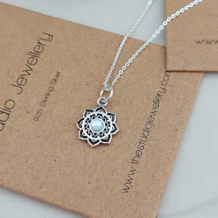 Studio Jewellery Necklaces-Blossom Mandala Shell Silver Necklace