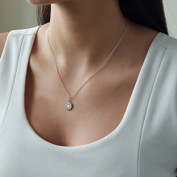 Studio Jewellery Necklaces-Blossom Mandala Shell Silver Necklace
