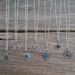 Studio Jewellery Necklaces-Blue Amazonite Gemstone Silver Necklace