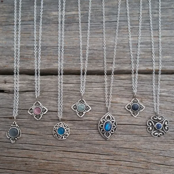 Studio Jewellery Necklaces-Blue Amazonite Gemstone Silver Necklace