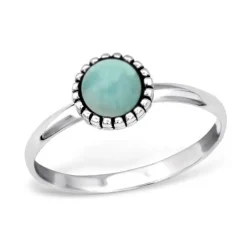 Studio Jewellery Gem Stone Rings | Rings-Blue Circle Amazonite Silver Gemstone Ring