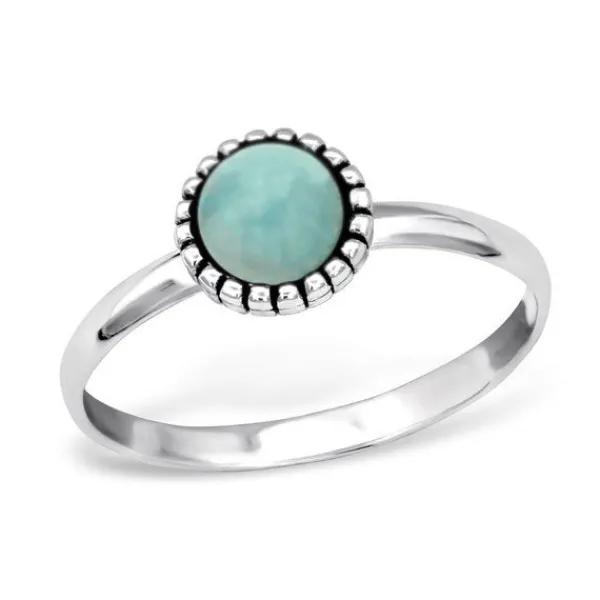 Studio Jewellery Gem Stone Rings | Rings-Blue Circle Amazonite Silver Gemstone Ring