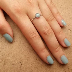 Studio Jewellery Gem Stone Rings | Rings-Blue Circle Amazonite Silver Gemstone Ring