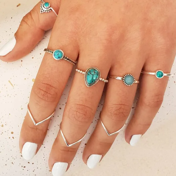 Studio Jewellery Gem Stone Rings | Rings-Blue Circle Amazonite Silver Gemstone Ring