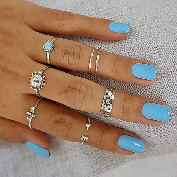 Studio Jewellery Gem Stone Rings | Rings-Blue Circle Amazonite Silver Gemstone Ring