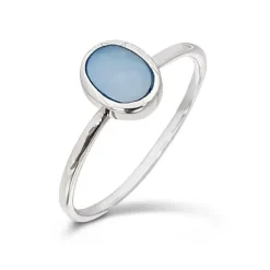 Studio Jewellery Gem Stone Rings | Rings-Blue Oval Shell Silver Ring