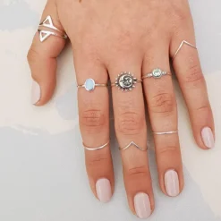 Studio Jewellery Gem Stone Rings | Rings-Blue Oval Shell Silver Ring
