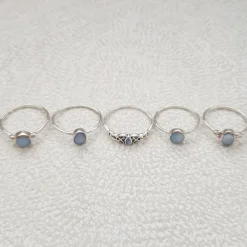 Studio Jewellery Gem Stone Rings | Rings-Blue Oval Shell Silver Ring