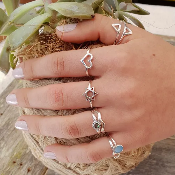 Studio Jewellery Gem Stone Rings | Rings-Blue Oval Shell Silver Ring
