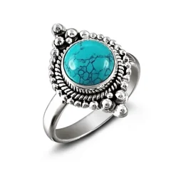 Studio Jewellery Gem Stone Rings | Rings-Boho Turquoise Silver Ring