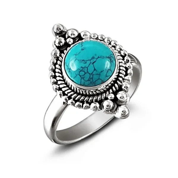 Studio Jewellery Gem Stone Rings | Rings-Boho Turquoise Silver Ring