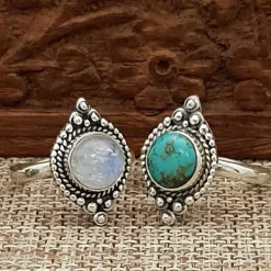 Studio Jewellery Gem Stone Rings | Rings-Boho Turquoise Silver Ring