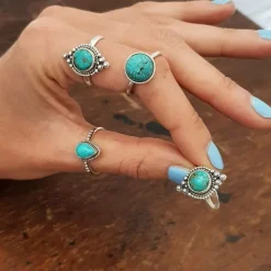 Studio Jewellery Gem Stone Rings | Rings-Boho Turquoise Silver Ring