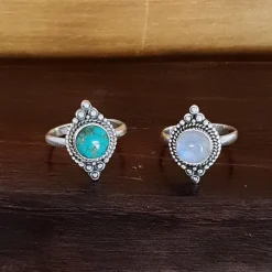 Studio Jewellery Gem Stone Rings | Rings-Boho Turquoise Silver Ring