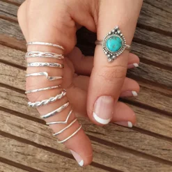 Studio Jewellery Gem Stone Rings | Rings-Boho Turquoise Silver Ring