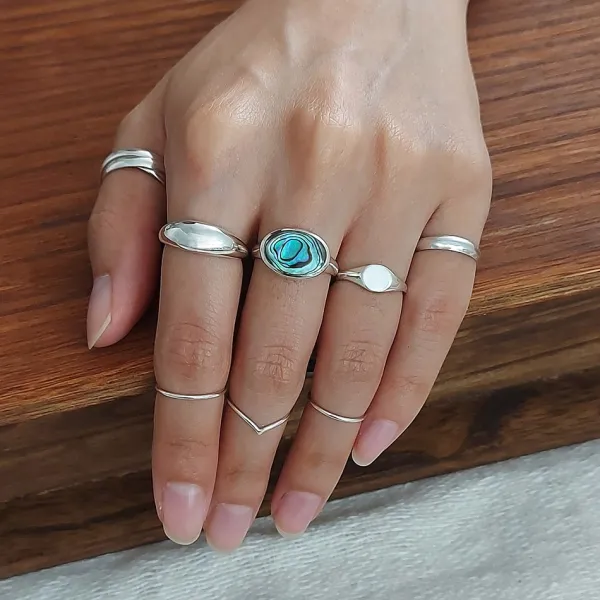 Studio Jewellery Feature & Stacker Rings | Rings-Bold Abalone Silver Ring