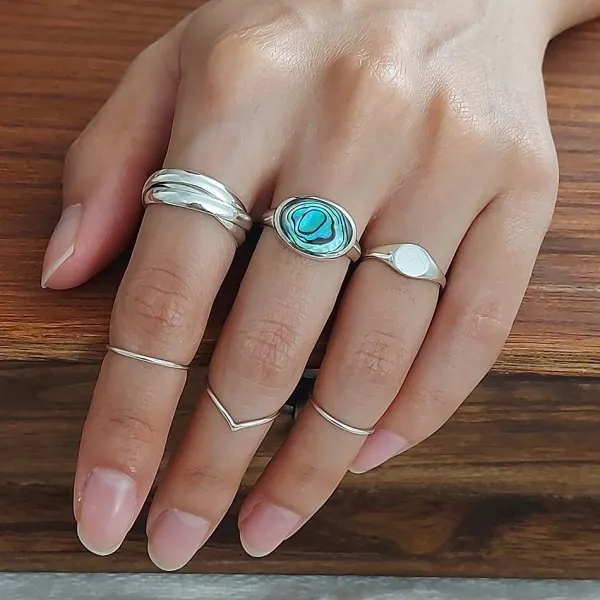 Studio Jewellery Feature & Stacker Rings | Rings-Bold Abalone Silver Ring