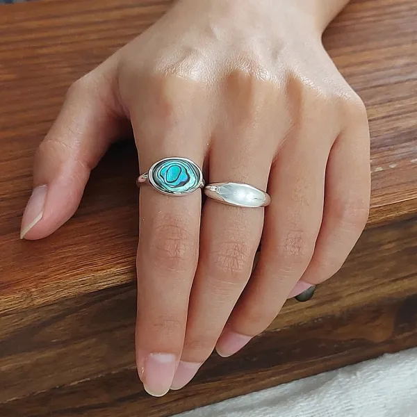 Studio Jewellery Feature & Stacker Rings | Rings-Bold Abalone Silver Ring