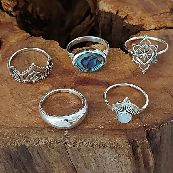 Studio Jewellery Feature & Stacker Rings | Rings-Bold Abalone Silver Ring