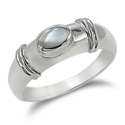 Studio Jewellery Rings-Bold White Shell Silver Ring