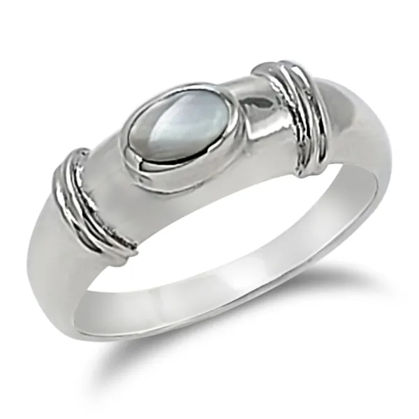 Studio Jewellery Rings-Bold White Shell Silver Ring