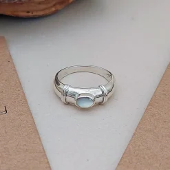 Studio Jewellery Rings-Bold White Shell Silver Ring