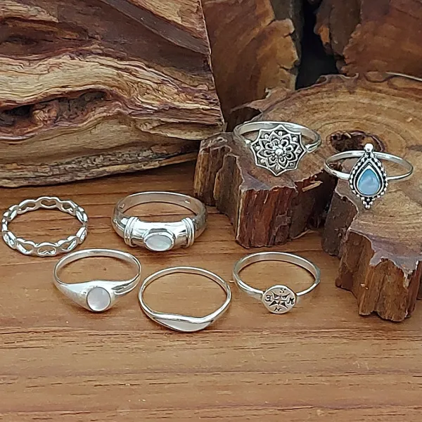 Studio Jewellery Rings-Bold White Shell Silver Ring