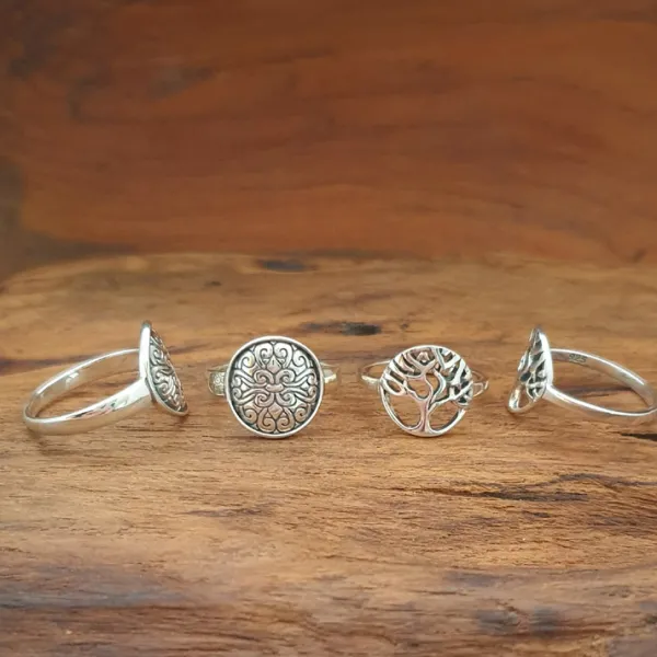 Studio Jewellery Feature & Stacker Rings | Rings-Celtic Disc Silver Ring