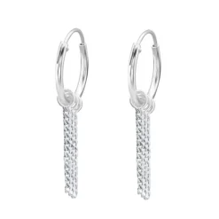 Studio Jewellery Hoop Earrings | Earrings-Chain Hoop Charm Silver Earrings