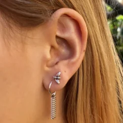 Studio Jewellery Hoop Earrings | Earrings-Chain Hoop Charm Silver Earrings