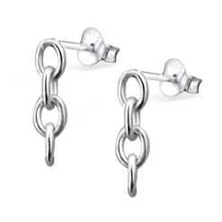 Studio Jewellery Stud Earrings | Earrings-Chain Link Silver Earring Studs