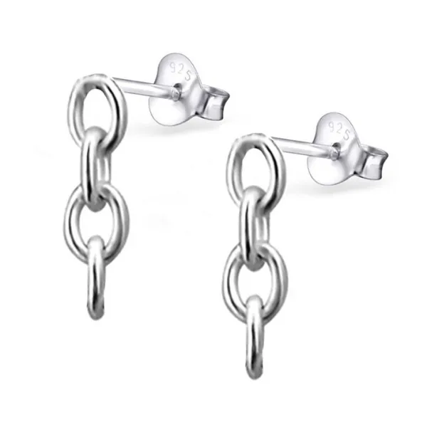 Studio Jewellery Stud Earrings | Earrings-Chain Link Silver Earring Studs