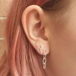 Studio Jewellery Stud Earrings | Earrings-Chain Link Silver Earring Studs