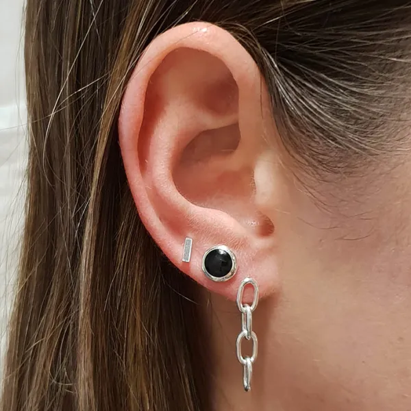 Studio Jewellery Stud Earrings | Earrings-Chain Link Silver Earring Studs