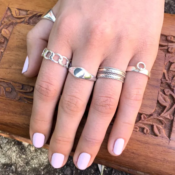 Studio Jewellery Feature & Stacker Rings | Rings-Chain Link Silver Ring