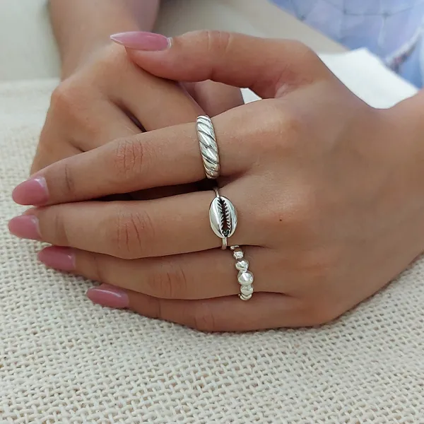 Studio Jewellery Rings-Chunky Croissant Silver Ring