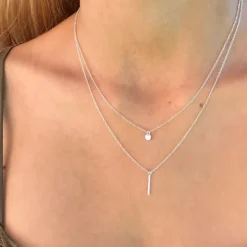 Studio Jewellery Necklaces-Circle Bar Silver Necklace