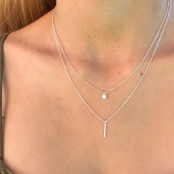 Studio Jewellery Necklaces-Circle Bar Silver Necklace