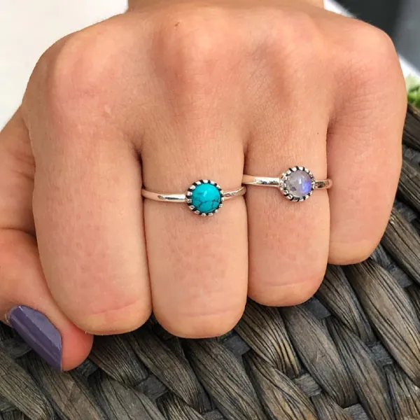 Studio Jewellery Gem Stone Rings | Rings-Circle Moonstone Silver Gemstone Ring
