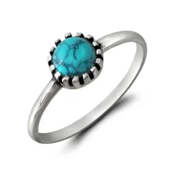 Studio Jewellery Gem Stone Rings | Rings-Circle Turquoise Silver Gemstone Ring