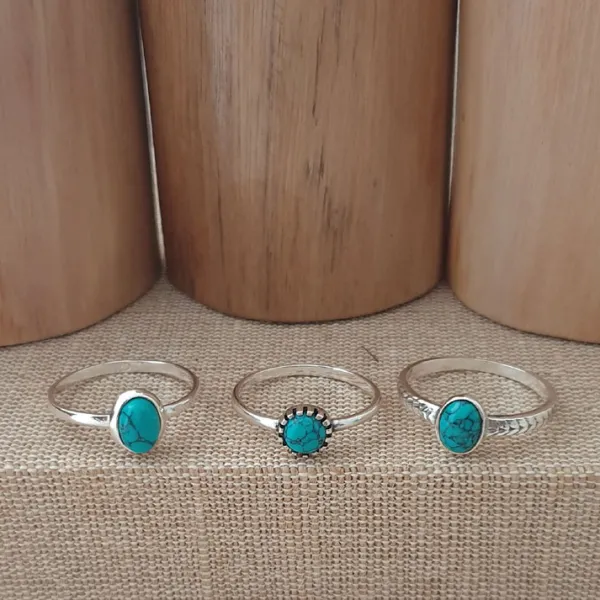 Studio Jewellery Gem Stone Rings | Rings-Circle Turquoise Silver Gemstone Ring