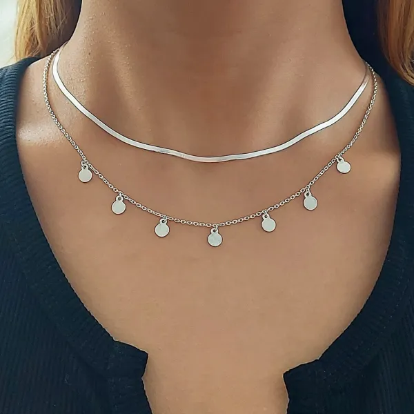 Studio Jewellery Necklaces-7 Circles Silver Necklace