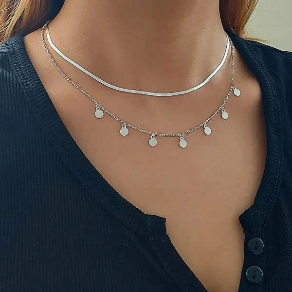 Studio Jewellery Necklaces-7 Circles Silver Necklace