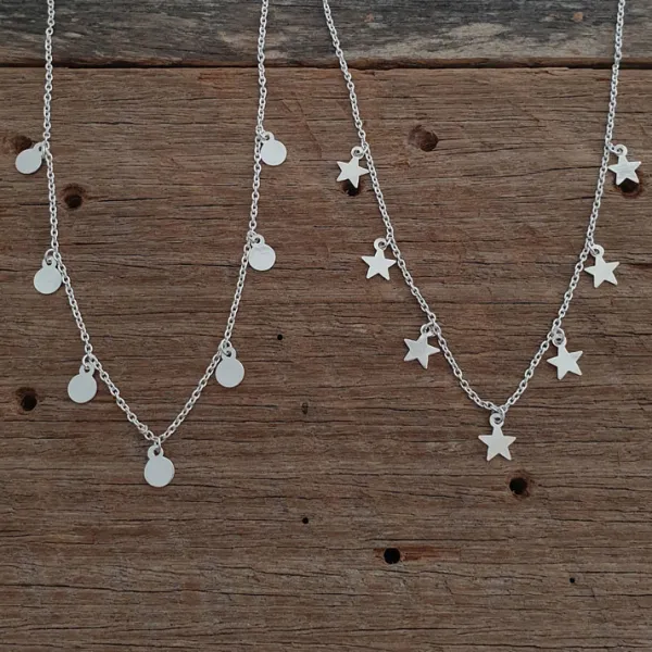 Studio Jewellery Necklaces-7 Circles Silver Necklace